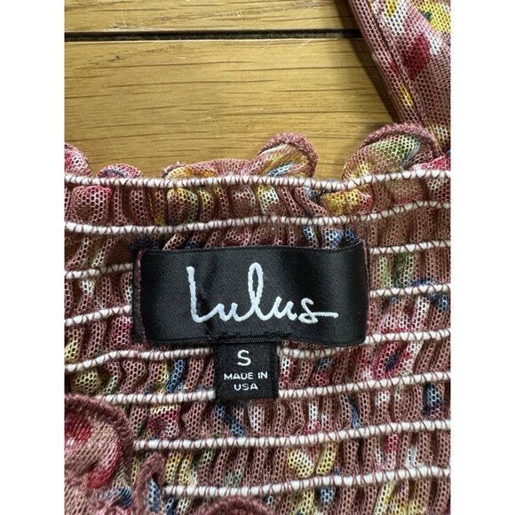 LuLu's Women Blouse Size Small Floral Crop Top Long Sleeve Stretch Sexy Party - Picture 3 of 10